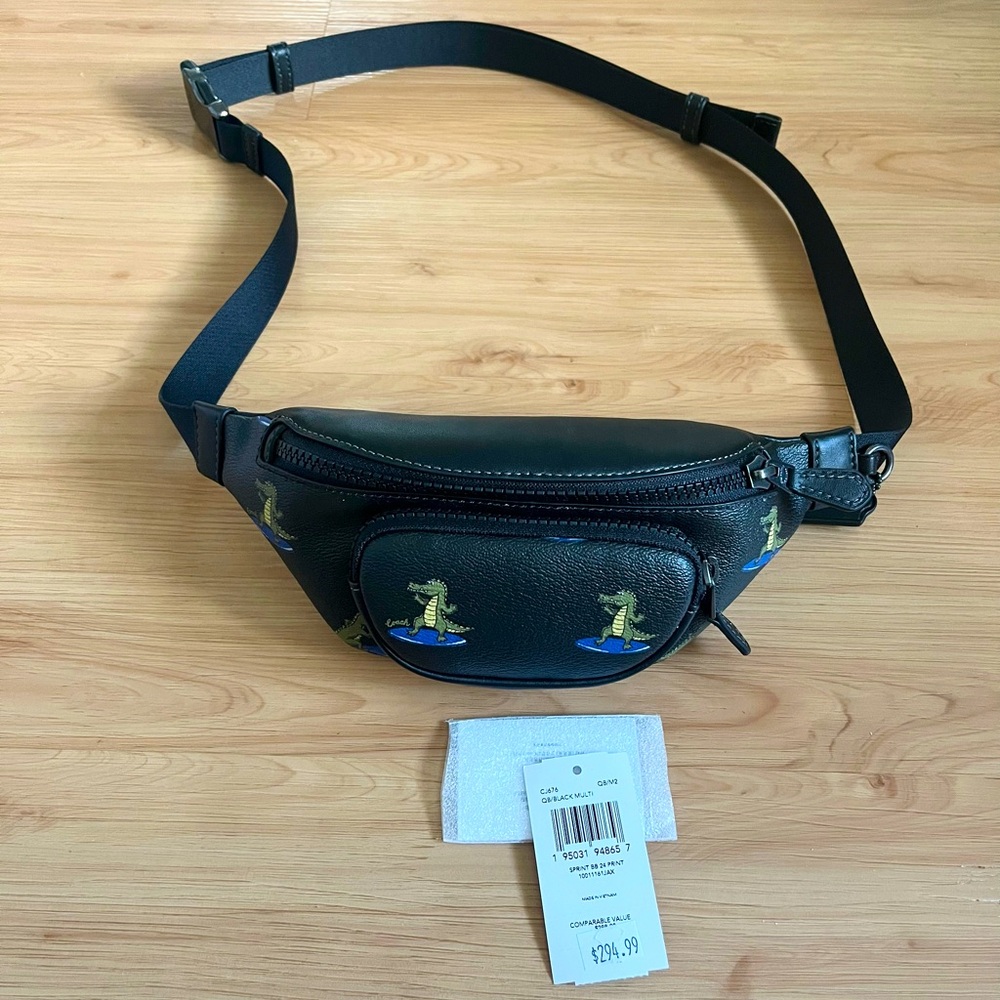 Coach Sprint Belt Bag 24 With Surfing Crocodile Print # CJ676 - Picture 8 of 9